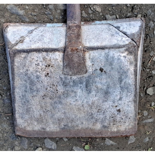 17 - Vintage handmade metal dustpan with an iron handle.