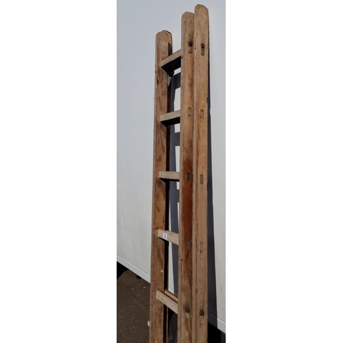 22 - Vintage wooden ladder, constructed from solid wood.