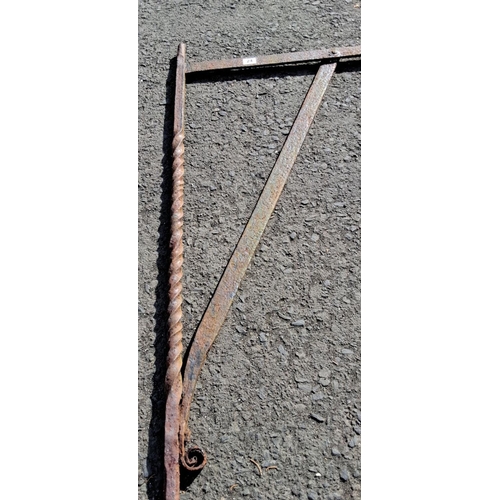 24 - Antique wrought iron fire crane.