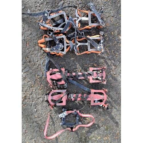 69 - Vintage Breiteton steel antiskid climbing crampons with secure black and orange rubber fittings. Inc... 