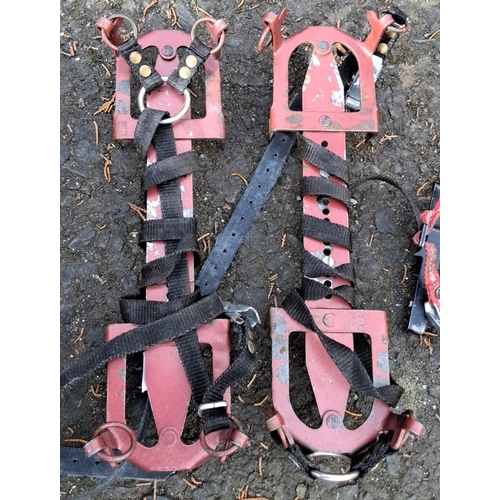 69 - Vintage Breiteton steel antiskid climbing crampons with secure black and orange rubber fittings. Inc... 