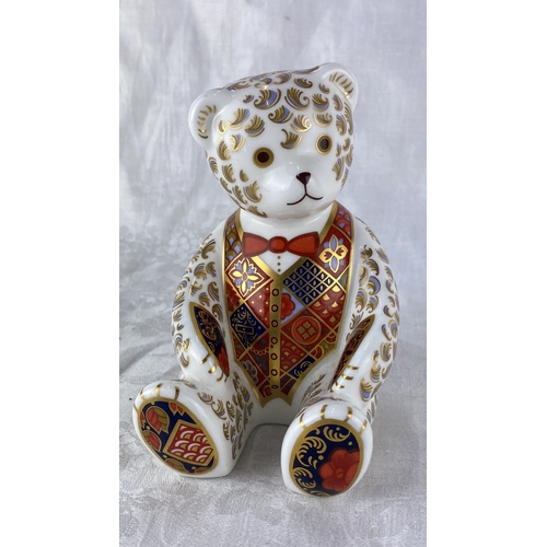 93 - Royal Crown Derby Bone china teddy bear, 