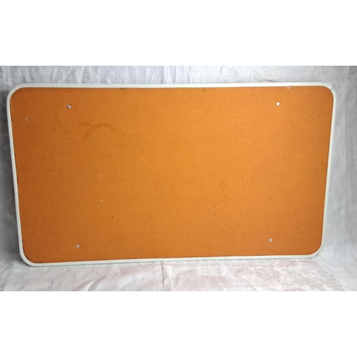 254 - Vintage 1970s folding orange bed/camping table with aluminium frame, measuring 28