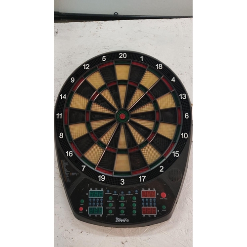 449 - Electronic dartboard by Crivit, featuring digital display and control buttons, accompanied by a glas... 