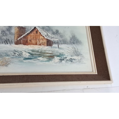 1 - Oil painting on canvas, winter landscape titled 