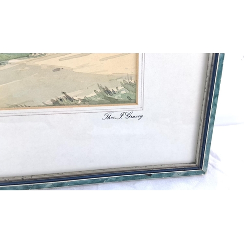 2 - A framed Watercolor painting of Ballyhalbert, County Down by Theo J. Gracey. Framed and signed by th... 