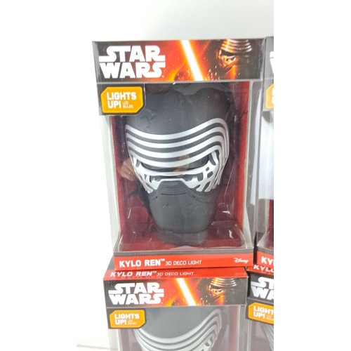 29 - Set of four Star Wars Kylo Ren 3D Deco Lights featuring LED bulbs and original Disney branding.