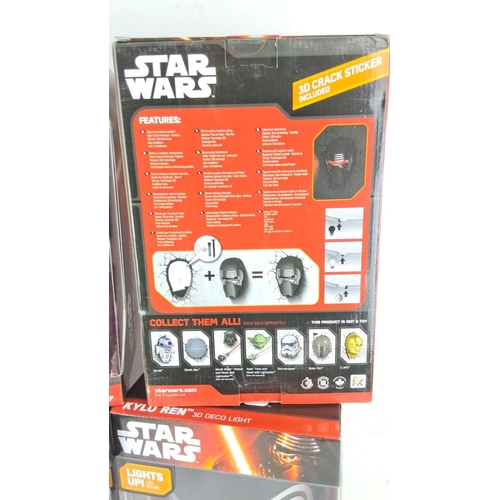 29 - Set of four Star Wars Kylo Ren 3D Deco Lights featuring LED bulbs and original Disney branding.