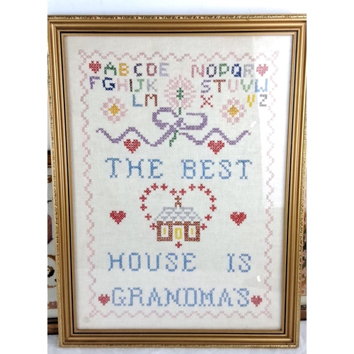 30 - Pair of framed cross-stitch samplers titled 