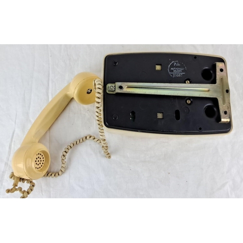 37 - Vintage beige rotary dial telephone from the early to mid-20th century, classic corded design. Featu... 