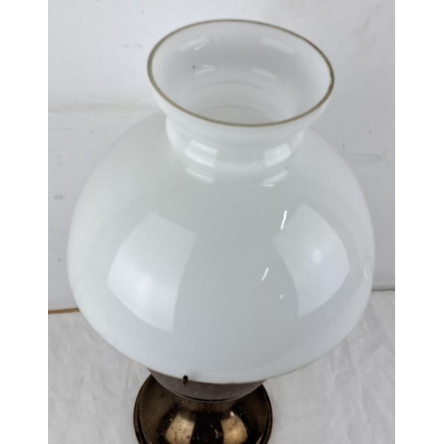 57 - Vintage Aladdin electric table lamp with original white glass shade and brass base. Features 'Aladdi... 