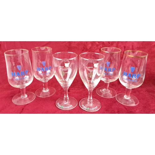 84 - Set includes six glasses, 4 branded with 