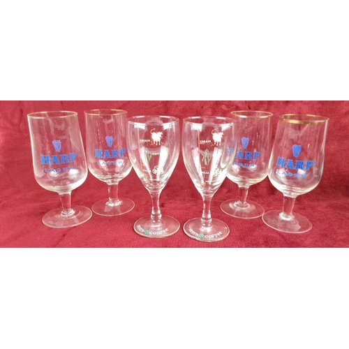 84 - Set includes six glasses, 4 branded with 