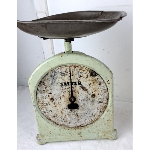 92 - Collection of three vintage Salter weighing scales, including two vertical dial scales and one vinta... 