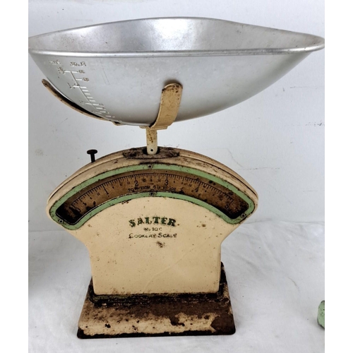 92 - Collection of three vintage Salter weighing scales, including two vertical dial scales and one vinta... 