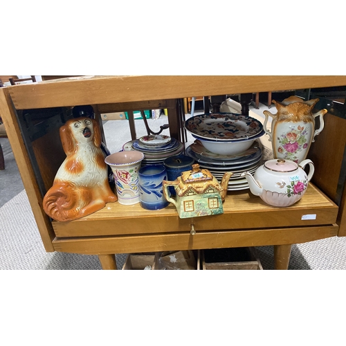 458 - Assorted vintage ceramic dinnerware and decorative items, including floral plates, teacups, a teapot... 