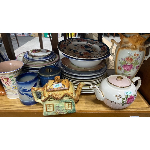 458 - Assorted vintage ceramic dinnerware and decorative items, including floral plates, teacups, a teapot... 