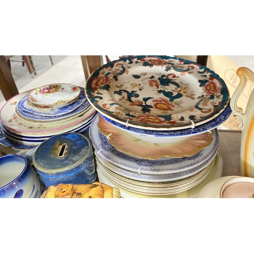 458 - Assorted vintage ceramic dinnerware and decorative items, including floral plates, teacups, a teapot... 