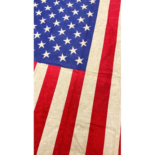 25 - Vintage 48-star American flag, cotton, from the early to mid-20th century. Hand-stitched stars and s... 