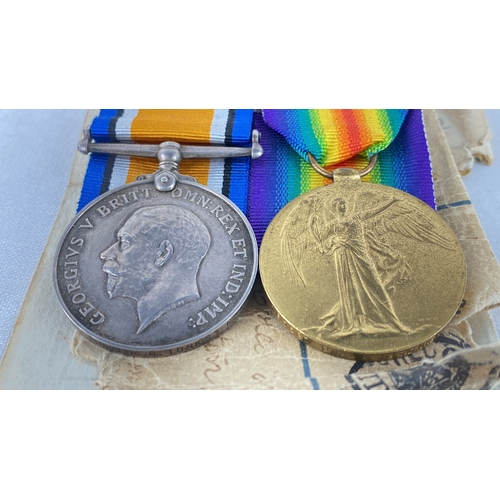 26 - WWI British War Medal and Allied Victory Medal with service documents. The War Medal features King G... 