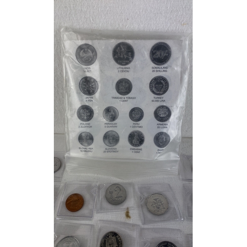 33 - Assorted world coins collection, featuring pieces from countries such as Lithuania, Turkey, Japan, P... 