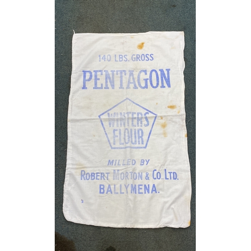 66 - Vintage flour sack from Winters Flour, milled by Robert Morton & Co. Ltd., Ballymena. Fabric, printe... 