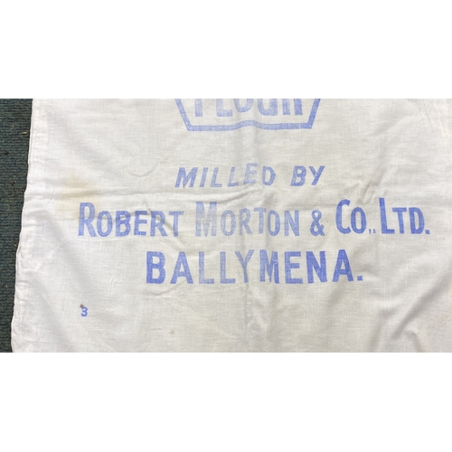 66 - Vintage flour sack from Winters Flour, milled by Robert Morton & Co. Ltd., Ballymena. Fabric, printe... 