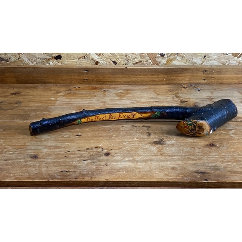 251 - Hand-painted wooden shillelagh  with 