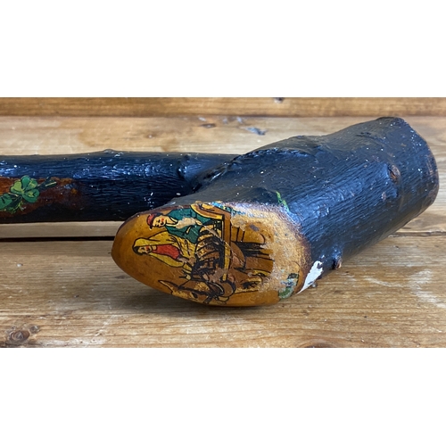 251 - Hand-painted wooden shillelagh  with 