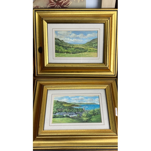 296 - Collection of framed artworks, including landscapes signed by Graham J. Wilson, depicting scenic cou... 