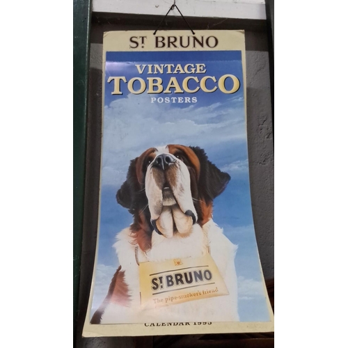 119 - 1995 calendar featuring a St. Bernard dog and St. Bruno Vintage Tobacco brand.