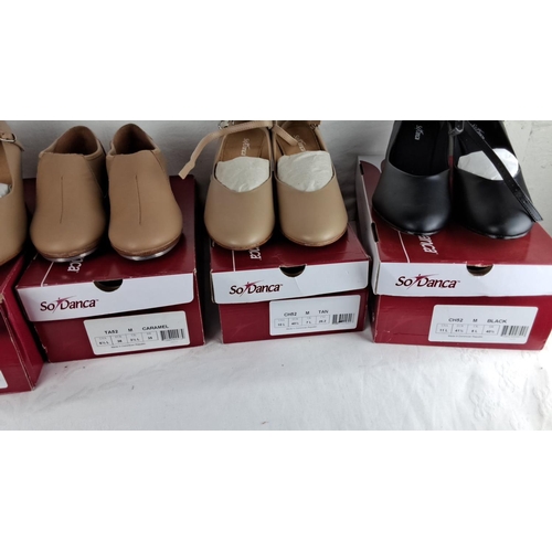 166 - Set of five pairs of So Danca Irish dance shoes, includes black and tan colour options, models CH50 ... 