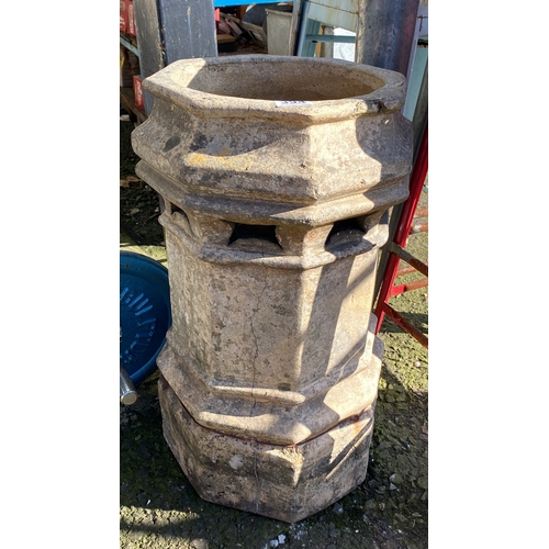 394 - Vintage octagonal stone chimney pot.