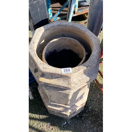 394 - Vintage octagonal stone chimney pot.