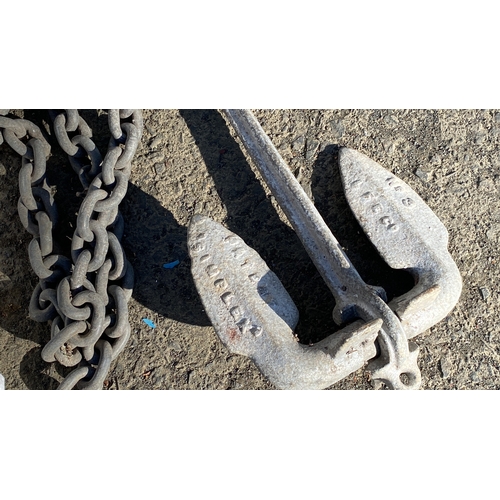 402 - Galvanized steel boat anchor with heavy-duty chain.