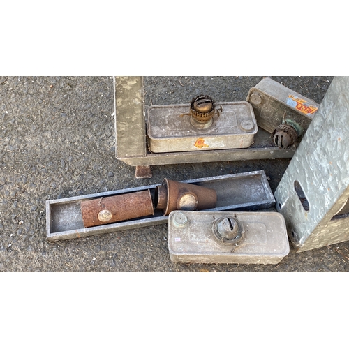 406 - Collection of vintage Eltex industrial heaters with metal frames and fuel tanks. Includes various co... 