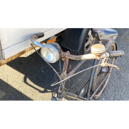 434 - Vintage black bicycle with a rusted metal parts.