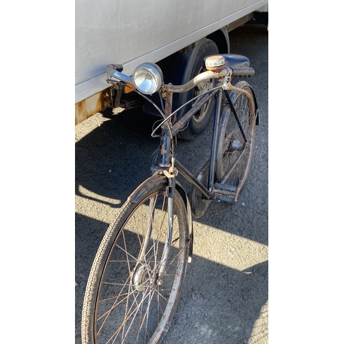 434 - Vintage black bicycle with a rusted metal parts.