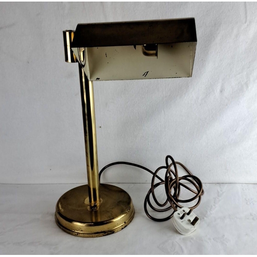 333 - Vintage brass desk lamp with a pentagon shade. Mid-Century Modern design featuring an adjustable arm... 