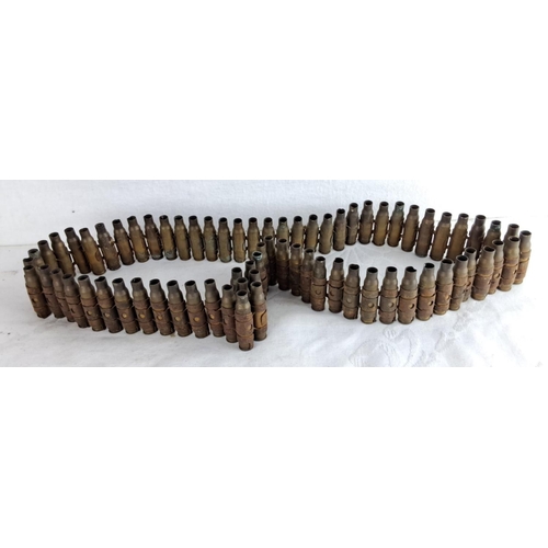 345 - Vintage brass ammunition belt, featuring interlocking bullet casings.