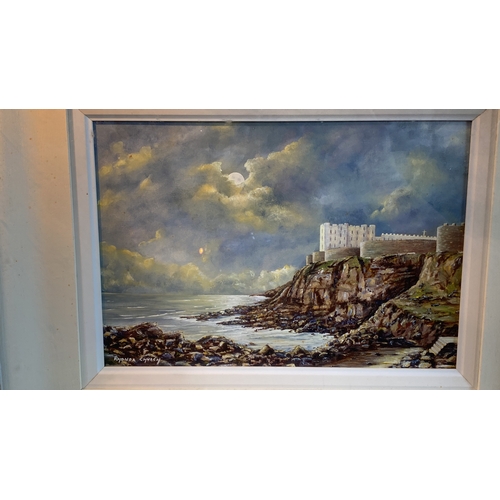 5 - Oil painting by local artist Rhonda Church. Atmospheric seascape with Domincan College, Portstewart.... 