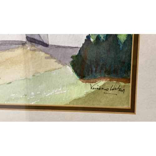 51 - Watercolor painting of a rural cottage scene, signed by the artist, Vivienne Watson.  Measuring 41x3... 