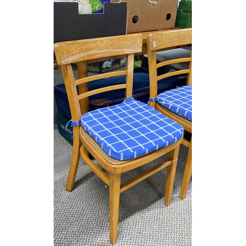 420 - Pair of wooden dining chairs.