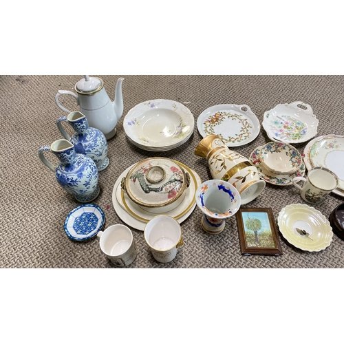 426 - Assorted vintage porcelain tablewares with floral and gilt designs, including plates, cups, jug, and... 