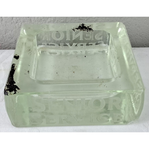 67 - Vintage glass ashtray embossed with 