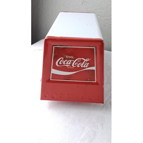 71 - Vintage Coca-Cola delivery truck toy features classic red and white branding. Made of metal and plas... 