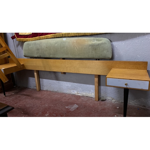 479 - Mid Century double bed headboard with built in drawers, headboard adjustable, 213cm.