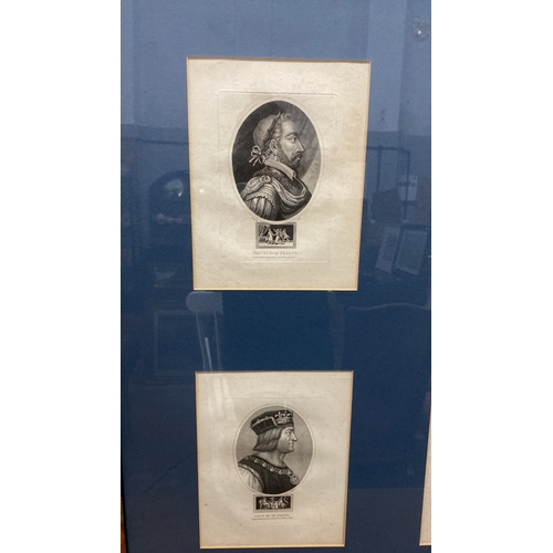 485 - Set of four portraits prints of French monarchs: Charles VII, Francis I, Henry III, and Louis XII. E... 