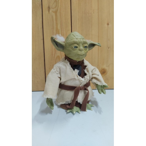 455 - Star Wars Yoda figure, approximately 12 inches tall, in Jedi robe made from high-quality material wi... 