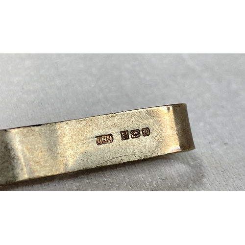 108 - Sterling silver tie clip, engraved design, Birmingham assay, 1978. Maker's mark: JH for John Henry, ... 